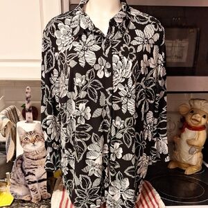 e Womens Alfred Dunner Stretch Button 3/4 Sleeve Plus Size Top 2x